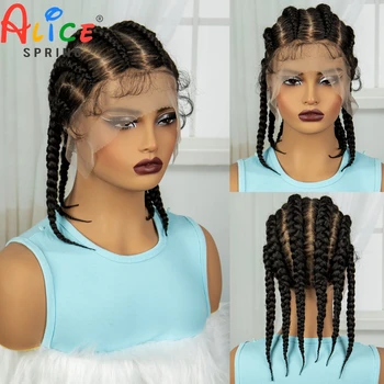 14 дюймов Прозрачные синтетические плетеные парики с кружевом Короткие кружевные фронтальные парики боб для черных женщин Twist Knnotless Box Lace Wigs