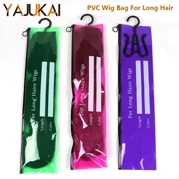 14x60 см Длинная сумка для хранения парика с пластиковой вешалкой Прозрачная сумка для хранения волос с застежкой-молнией пылезащитная сумка для парика из ПВХ для длинных волос
