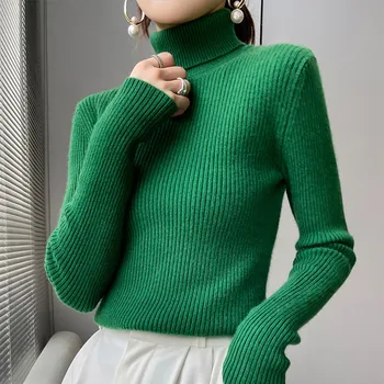2023 Осенне-зимний свитер Женские осенние пуловеры Водолазка Свитер Вязаные мягкие пуловеры Джемперы Базовые свитера для женщин