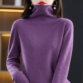 2023 бесплатная доставка женщин водолазка свитера стандартные пуловеры зимняя мода вязание одежда новое поступление с длинным рукавом topS