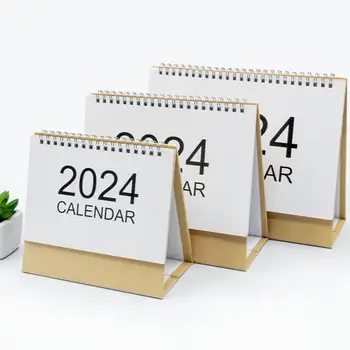 2024 Настольный календарь Мини-стендап Дизайн флип-топ Маркировка событий Легко читаемый удобный мини-календарь