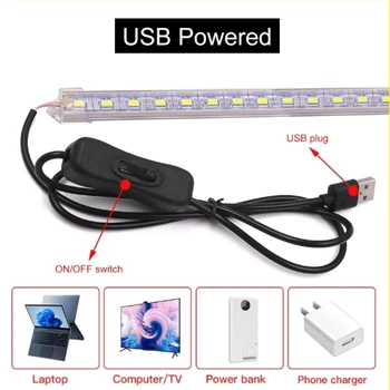5 В USB Светодиодные барные светильники SMD 5630 Светодиодные жесткие ленты с переключателем под шкафом Светильник для кухонного домашнего освещения 50 см