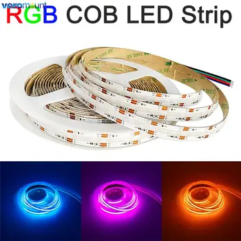 5 м RGB COB LED Strip DC 12 В 756 светодиодов / м 24 В 768 светодиодов / м Гибкая светодиодная лента COB высокой плотности для внутреннего декоративного освещения