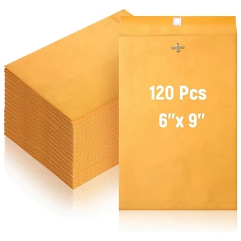 6 x 9-дюймовые конверты с застежкой и гуммированным уплотнением, небольшие почтовые конверты с застежкой из крафт-бумаги весом 28 фунтов, упаковка 120 штук прочная