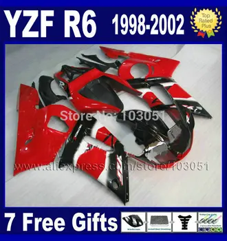 7 подарков Кастомный комплект обтекателей для YAMAHA R6 1998 1999 2000 2001 2002 красный черный YZF R6 98 99 00 01 02 Обтекатели кузова