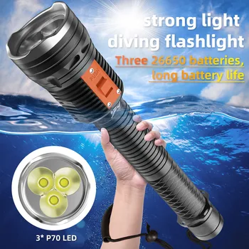8000 лм 3 * XHP70 Светодиодный профессиональный фонарик для дайвинга 3 режима Подводный водонепроницаемый фара для подводного плавания 100 м для глубокого плавания