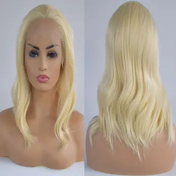 Bombshell Honey Blonde Loose Wave Synthetic 13X4 Кружевной передний парик Бесклеевой высококачественный термостойкий натуральный волосяной покров для женщин