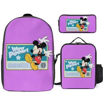 Disney Classic Мультяшный принт Пользовательский рюкзак Симпатичный многослойный рюкзак для ноутбука Студенческий рюкзак Набор из трех предметов