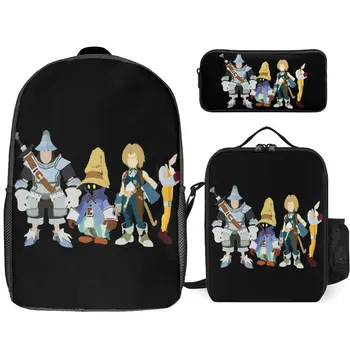 Final Fantasy IX Classic На продажу Набор 3 в 1 17-дюймовый рюкзак для обеда Сумка для ручек Прочная зубная паста Уютные школы Новинка