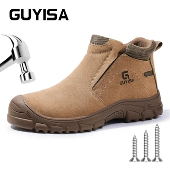 GUYISA Мужская защитная обувь для работы Обувь сварщика Хаки Защита от ожогов Защита от проколов Размер 37-45