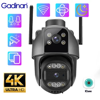 Gadinan 8MP 4K PTZ WiFi IP-камера Двойной объектив Защита Экран Цвет Ночное видение Автоматическое слежение Видеонаблюдение