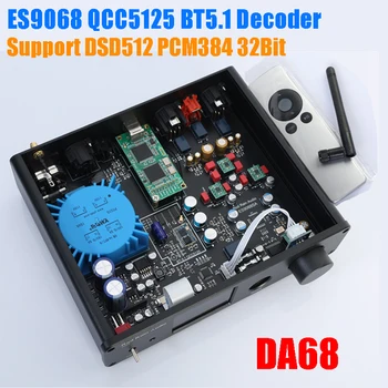 HIFI Bluetooth 5.1 Декодер DA68 ES9068 Цифровой интерфейс USB DAC Звуковая карта Усилитель для наушников Поддержка DSD512 PCM384 Пульт дистанционного управления