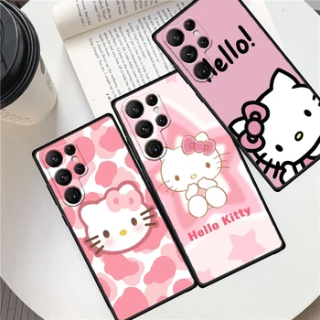 Hello Kitty Sanrio Cute Для Samsung Galaxy S23 S22 S21 S20 FE S10 S9 S10E S8 Plus Ultra Lite 5G Черный чехол для телефона