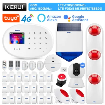 KERUI W204 Tuya Умный дом 4G WIFI GSM Система охранной сигнализации Безопасность дома с датчиком движения Датчик двери Солнечная сирена