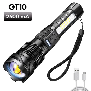 LED Высокая мощность Лазерный Зум Тактический Фонарик USB Перезаряжаемый Портативный Вспышка Фонарик Кемпинг Рыбалка Сильный Свет Наружные фонари