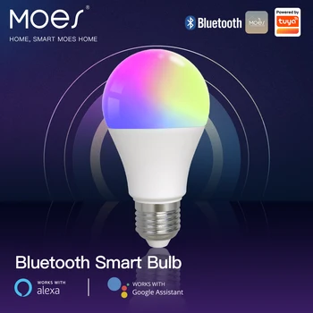 MOES Bluetooth E27 9 Вт Светодиодная лампа с регулируемой яркостью Умная лампа TUYA Лампочки Цвет Party Light Регулируемый диммер Alexa Google Voice