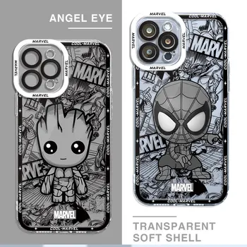 Marvel Spider Man Groot Прозрачный чехол для Xiaomi Mi 11 Lite Poco X3 NFC X4 X5 M3 Pro 11T Pro Силиконовый чехол из ТПУ