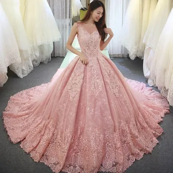 On Zhu Vestido De Noiva Розовая принцесса Кружевная аппликация Бальное платье Свадебные платья 2023 robe de mariage Бальное свадебное платье для женщин