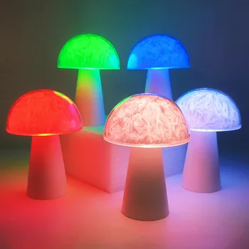 RGB Красочный гриб Свет Атмосфера Ночник Пульт дистанционного управления 3D текстура Настольная лампа Спальня Гостиная Дом Декора
