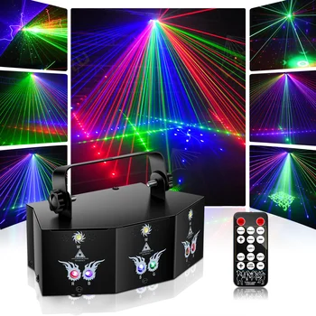 RGB Сцена Лазерный свет DMX Sound Control Beam Проектор Dj Оборудование для диско-вечеринки Fiesta Стробоскоп Светодиодная лампа