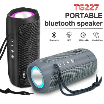 TG227 Портативный Bluetooth-динамик Беспроводной двойной бас Светодиодная подсветка Сабвуфер На открытом воздухе Водонепроницаемая колонна Бумбокс FM Стерео Музыкальный плеер