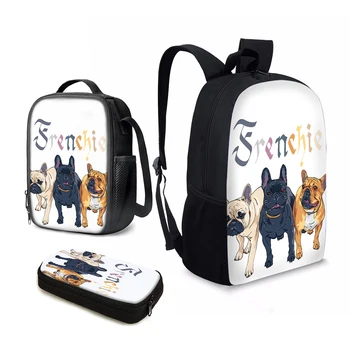 YIKELUO Дизайн французского бульдога Удобные регулируемые ремни Прочный рюкзак Изолированная сумка для ланча Pet Dog Пенал Подарки