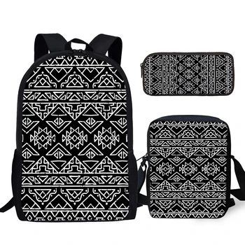YIKELUO Модный рюкзак для ноутбука Aztec Junior Черная американская сумка через плечо с племенным принтом Изолированная сумка для обеда с застежкой-молнией
