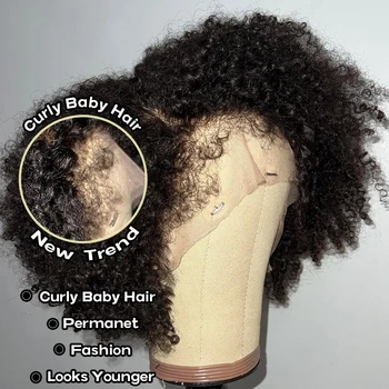 Афро Кудрявые 13X6 Прозрачные кружевные фронтальные парики из натуральных волос Глубокие вьющиеся кружевные передние парики для женщин Бразильские парики из человеческих волос