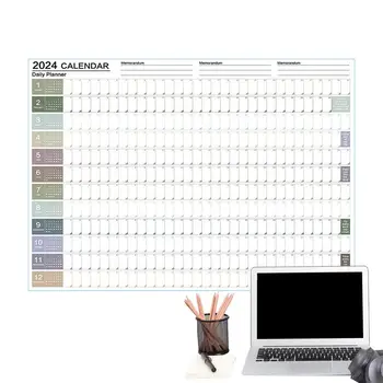 Большой настенный календарь на 2024 год с января по декабрь 2024 года Планировщик 12 месяцев Календарь на плотную бумагу 29x20 дюймов Календари на 2024 год Настенный планировщик Годовой