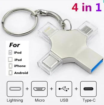 Высокоскоростной накопитель USB3.0 4-в-1U диск подходит для Android, Apple, компьютера, pype-c, 128 ГБ / 256 ГБ / 512 ГБ