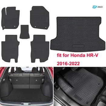 Грузовой вкладыш + напольные коврики для Honda HR-V 2016-2022 Черный резиновый передний + задний автомобильный вкладыш коврик коврик багажник лоток подходит для всех погодных условий без запаха