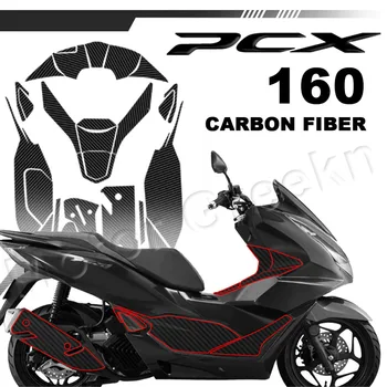Для Honda Pcx 160 2021 2022 Мотоцикл Углеродное волокно / резиновая топливная наклейка Скутер Бак Защитный чехол Наклейка Аксессуар Водонепроницаемый