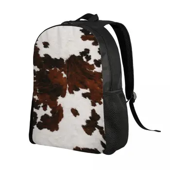 Искусственный мех Современный рюкзак для ноутбука из воловьей кожи Модная сумка для книг для школы Студент колледжа Кожаная сумка из шкуры животных