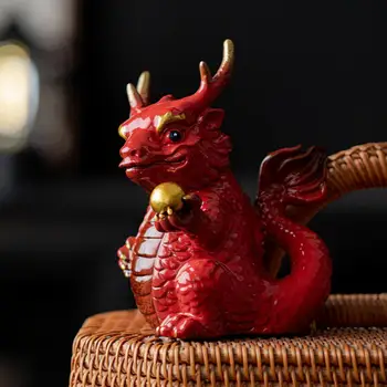 Китайский дракон орнамент Счастливый дракон Скульптура Китайский дракон 2024 года дракона Керамическое украшение для домашнего офиса для нового