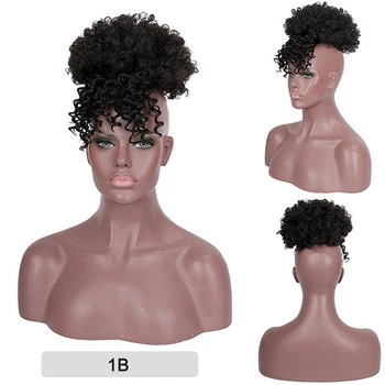 Короткая афро пуховка кулиска удлинение хвост кудрявая челка заколка для волос искусственная челка для женщин парик