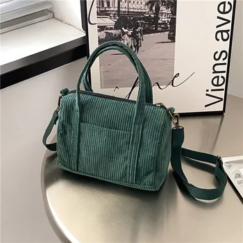  Маленькая вельветовая сумка Дизайнерская сумка с застежкой-молнией Shopper Симпатичные сумки через плечо Кошельки для женщин Дорожная сумка-мессенджер