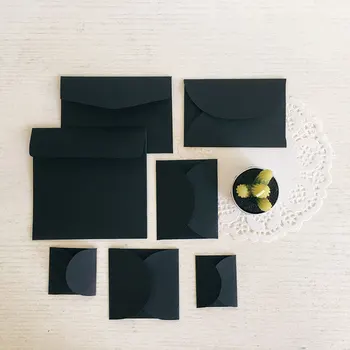 Маленький черный конверт Лепесток Мини-бумажный конверт Членская карточка Штамп Декоративные мешочки для хранения мелких предметов