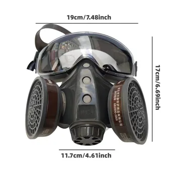 Многоразовый респиратор Антитоксичная газовая пылезащитная маска с защитными очками Встроенная маска для лица Покраска Респиратор с пестицидами Химия