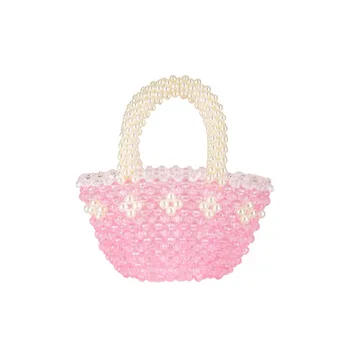 Модная розовая вечерняя сумка из бисера Высокое качество жемчужного плетения Дизайн Дамы Новый В Сумке Милая Девушка Личность Женские Сумки