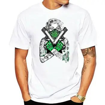 Мужская футболка Травка Бандана Marilyn Crossed Pistols Pot Leaf 420 Татуировки Дизайн Хлопковые топы Футболка