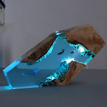 Под водой Организм Смола Настольный Светильник Креативное Искусство Украшение Лампа Кит Дайвер Тема Ночник USB Зарядка