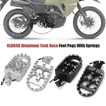 Подножка для подножки мотоцикла для Kawasaki KLR650 1987-2018 2022 2023 KLR 650 Бивень Заготовка Гоночные подножки Подставка для ног с пружинами