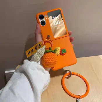 Симпатичный 3D Хурма Арахис Плюшевый Браслет Браслет Защитный Чехол Для Телефона OPPO Find N3 Flip Find N2 Flip Coque