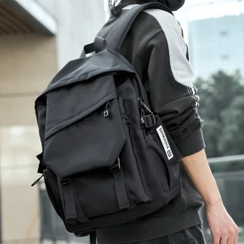 Твердые мужские рюкзаки Водонепроницаемые рюкзаки для ноутбука на молнии Унисекс Повседневные многофункциональные сумки для колледжа