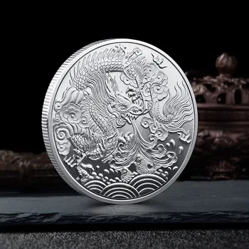 Тигр и дракон Коллекционные монеты на удачу Серебряный металлический сувенир
