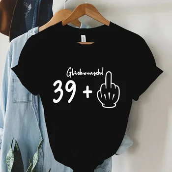 графическая футболка 39 плюс 1 день рождения простой стиль женская рубашка с коротким рукавом графический оверсайз рубашка женская футболка 40 графический футболка харадзюку