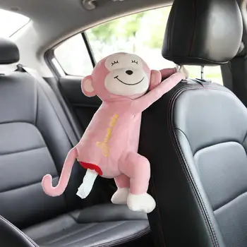 розовый / коричневый автомобильная коробка для салфеток плюшевая обезьяна висячего типа симпатичный креативный держатель для тканевого чехла для домашнего автомобиля аксессуары интерьера 43 см